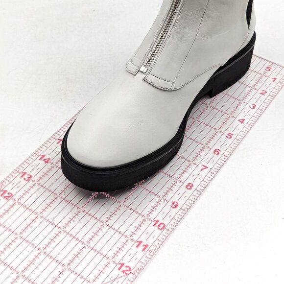 Stuart Weitzman Women Lodge White Leather Front Zip Festival Boots size 7.5 - Picture 6 of 9